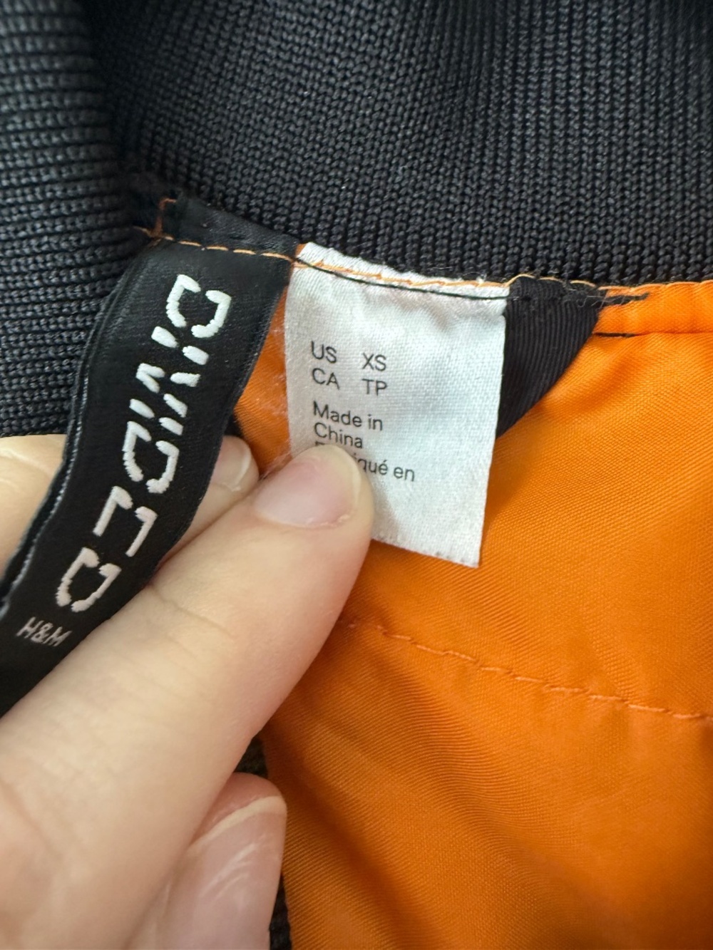 Black Bomber Jacket XS Orange Lining Zip Up Lightweight Flight Jacket - Picture 3 of 6